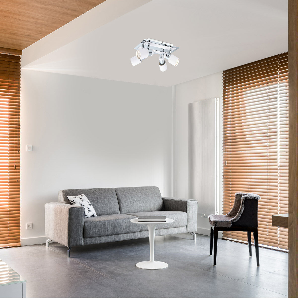 Davida 4 Light 9.45 inch Chrome and White Semi-Flush Mount Ceiling Light