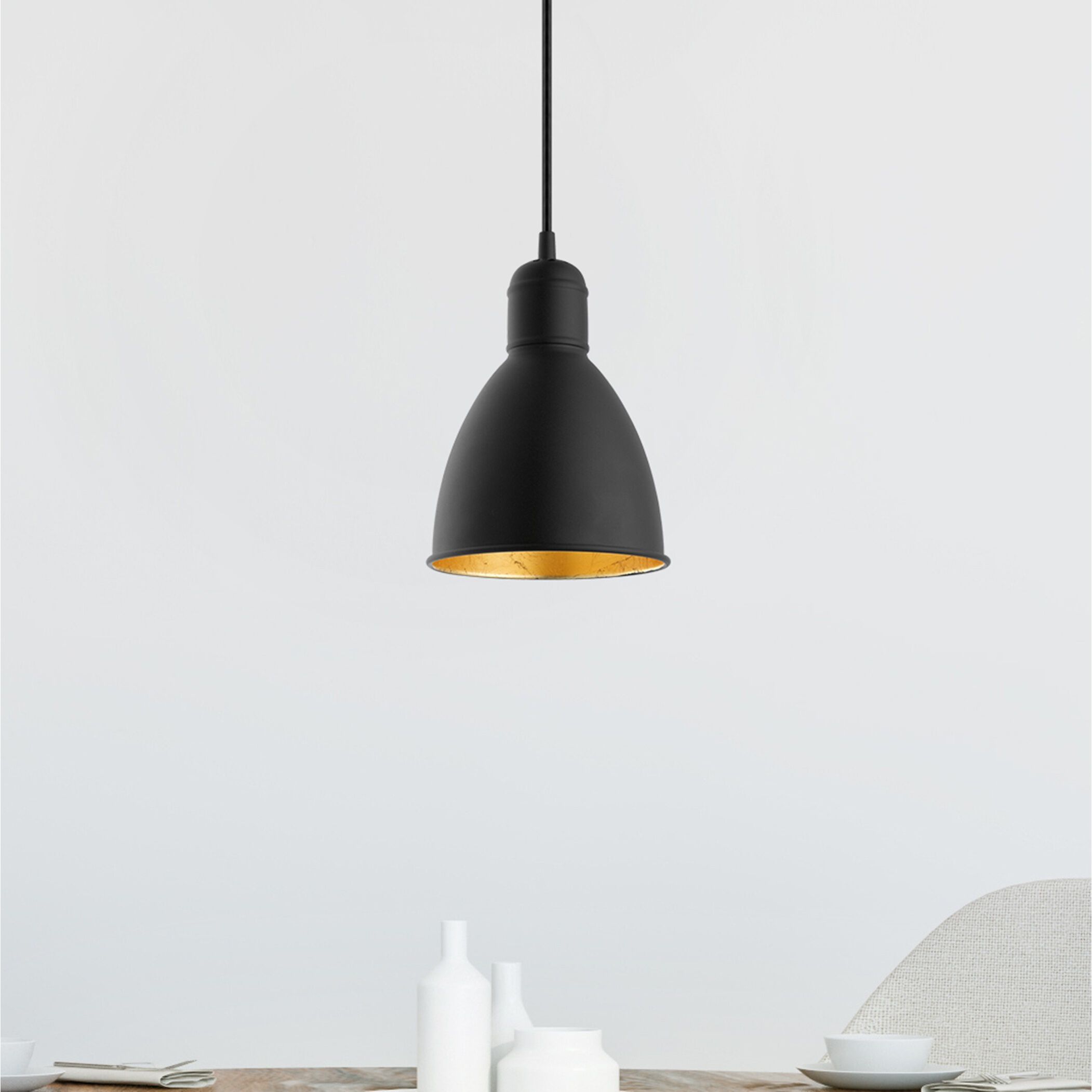 Eglo 203443A Priddy 2 1 Light 6.1 inch Black and Gold Mini