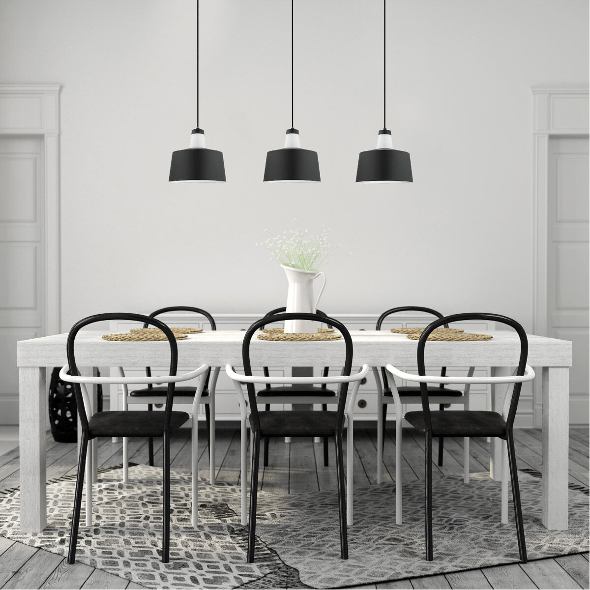 Tabanera 1 Light 10.24 inch Black and White Pendant Ceiling Light