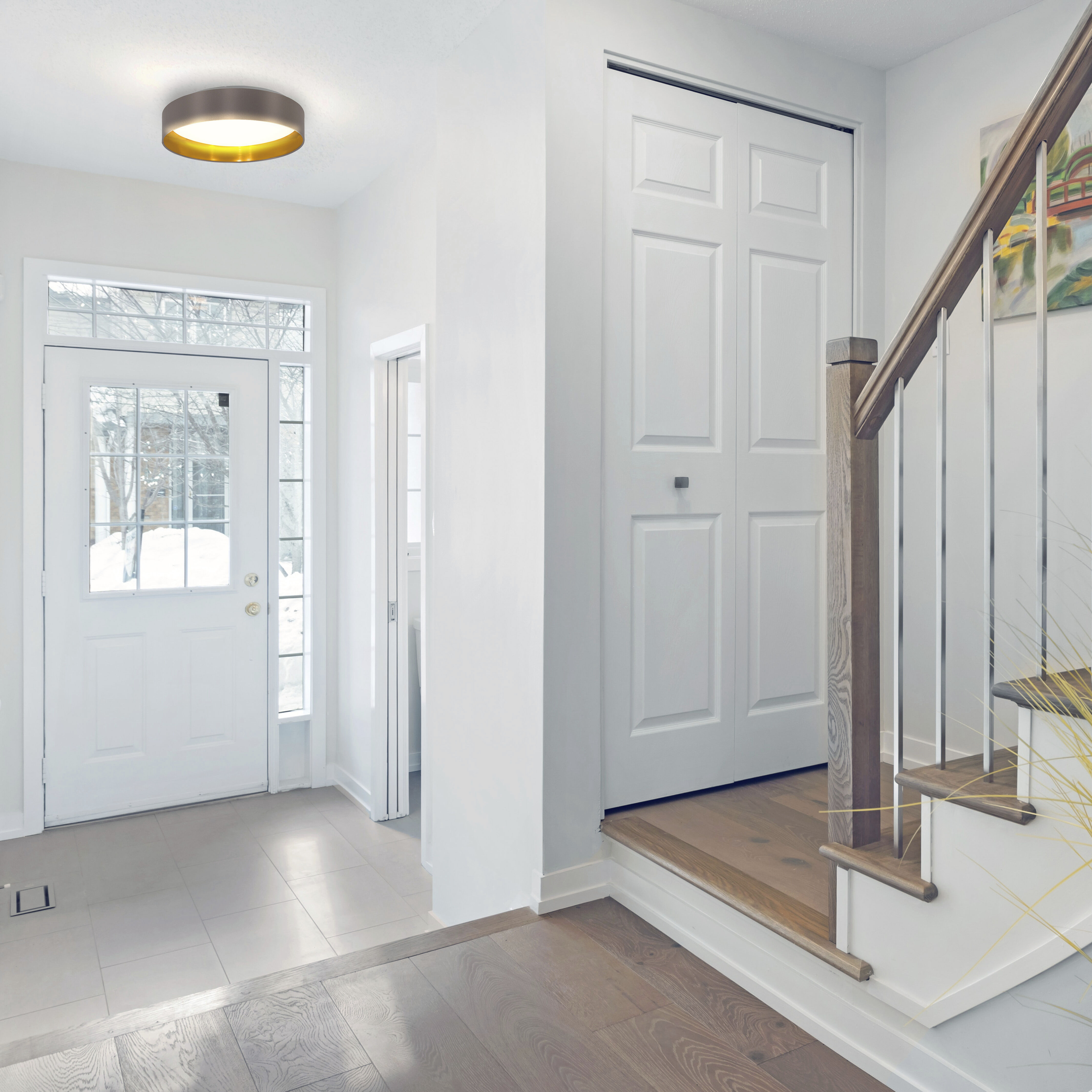 Maserlo LED 15.95 inch Satin Nickel Flush Mount Ceiling Light