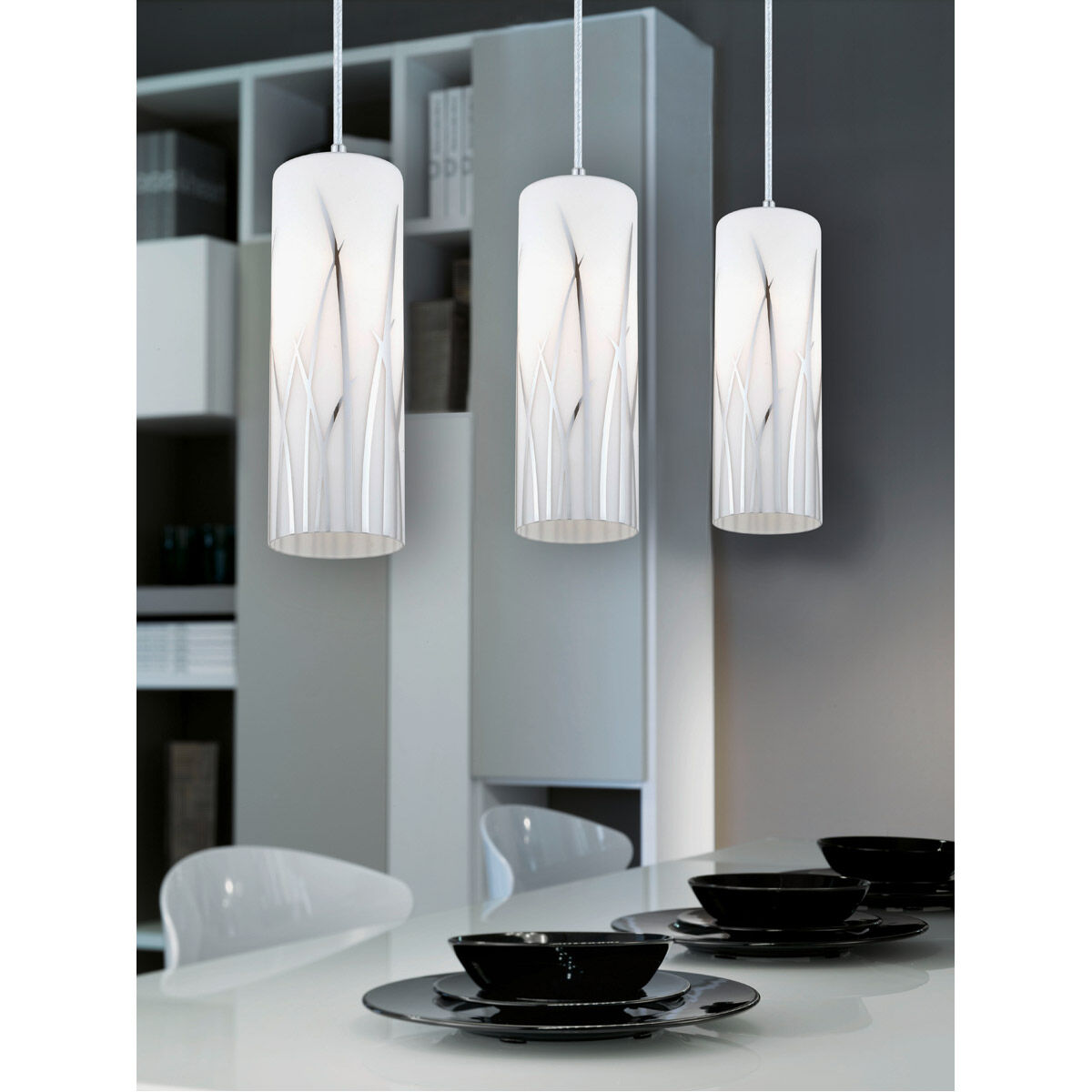Rivato 3 Light 27.75 inch White and Chrome Pendant Ceiling Light
