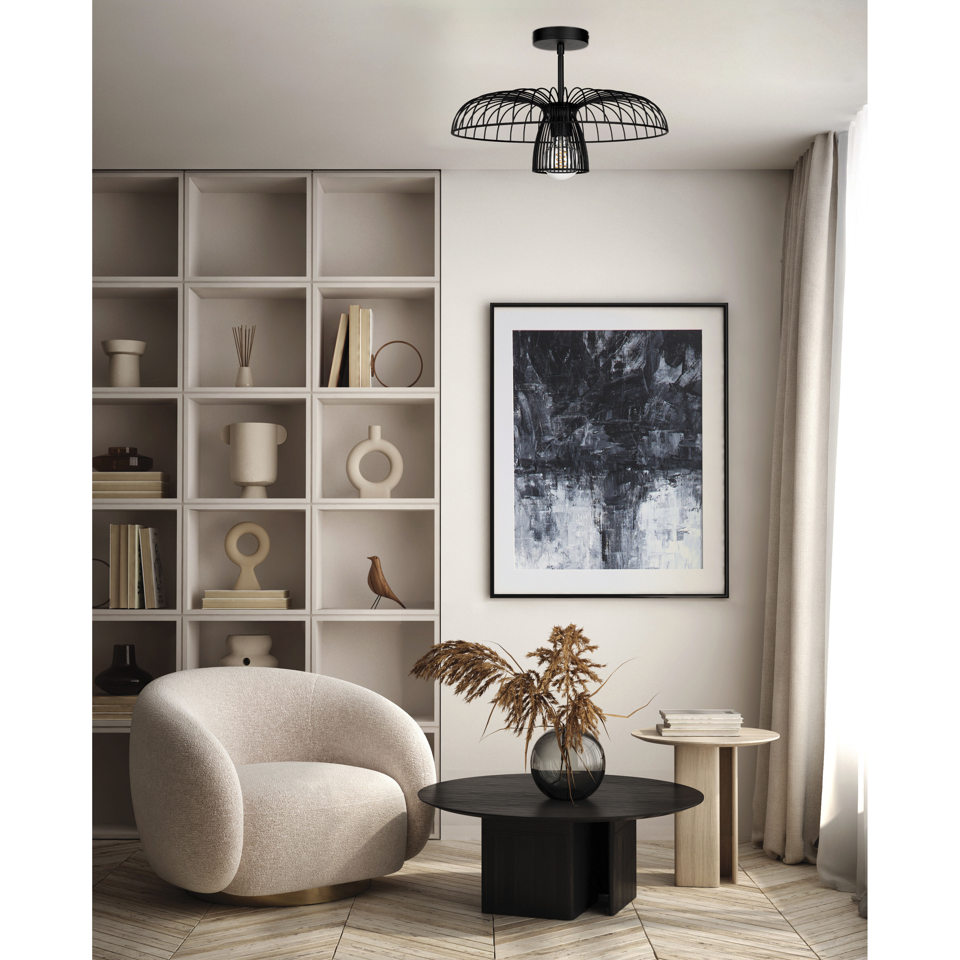Champerico 1 Light 17.99 inch Black Semi-Flush Mount Ceiling Light