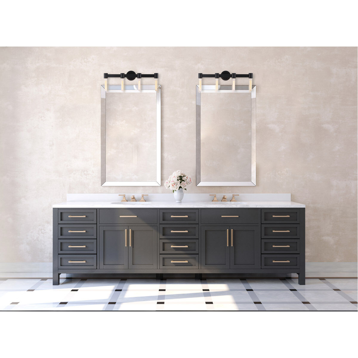 Broyles 4 Light 26.5 inch Matte Black Bath Vanity Wall Light