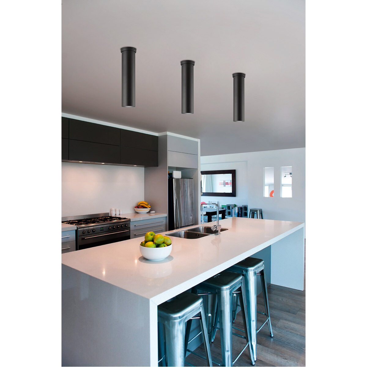 Tortoreto 1 Light 3.94 inch Matte Black Tubular Flush Mount Ceiling Light