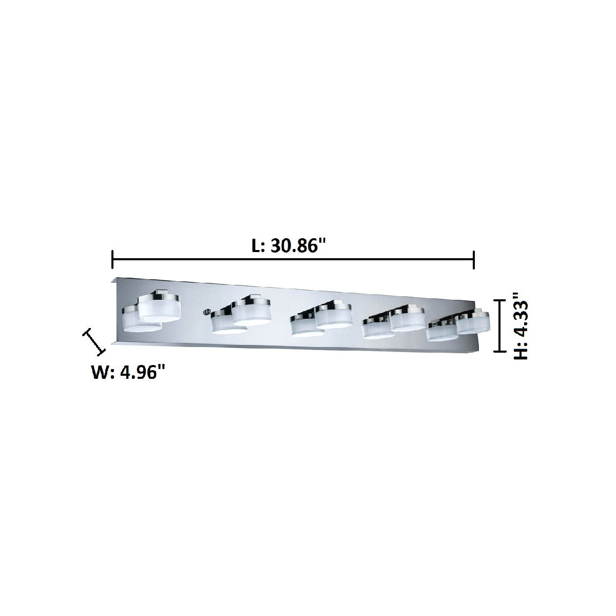 Romendo LED 30.86 inch Chrome Vanity Light Wall Light, Clear and Satin Shade