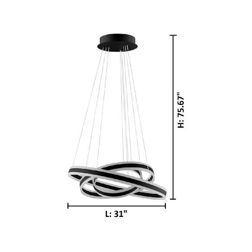 Tonarella LED 31 inch Black. White LED Ring Pendant Ceiling Light