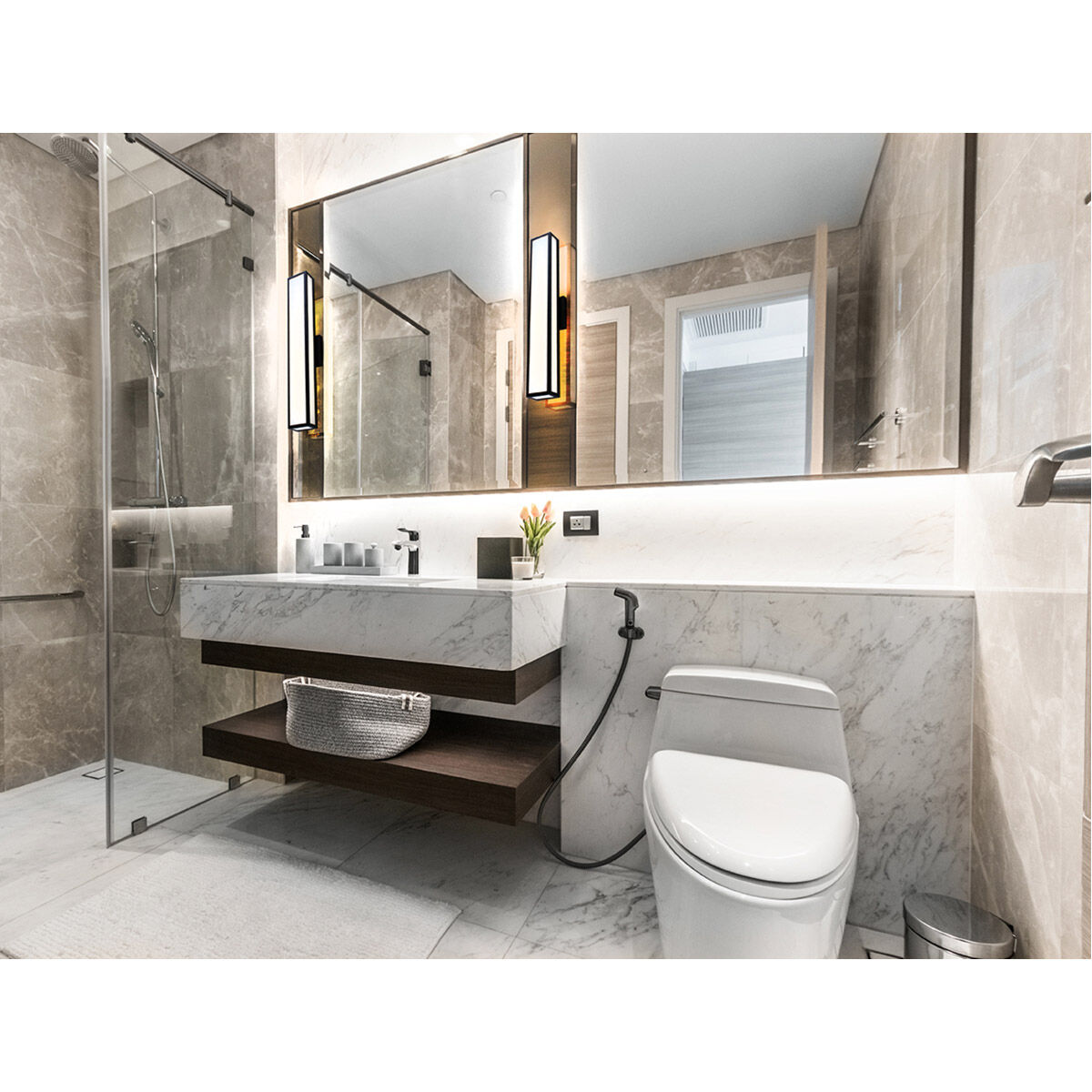 Maska LED 35.24 inch Matte Black Bath Vanity Wall Light