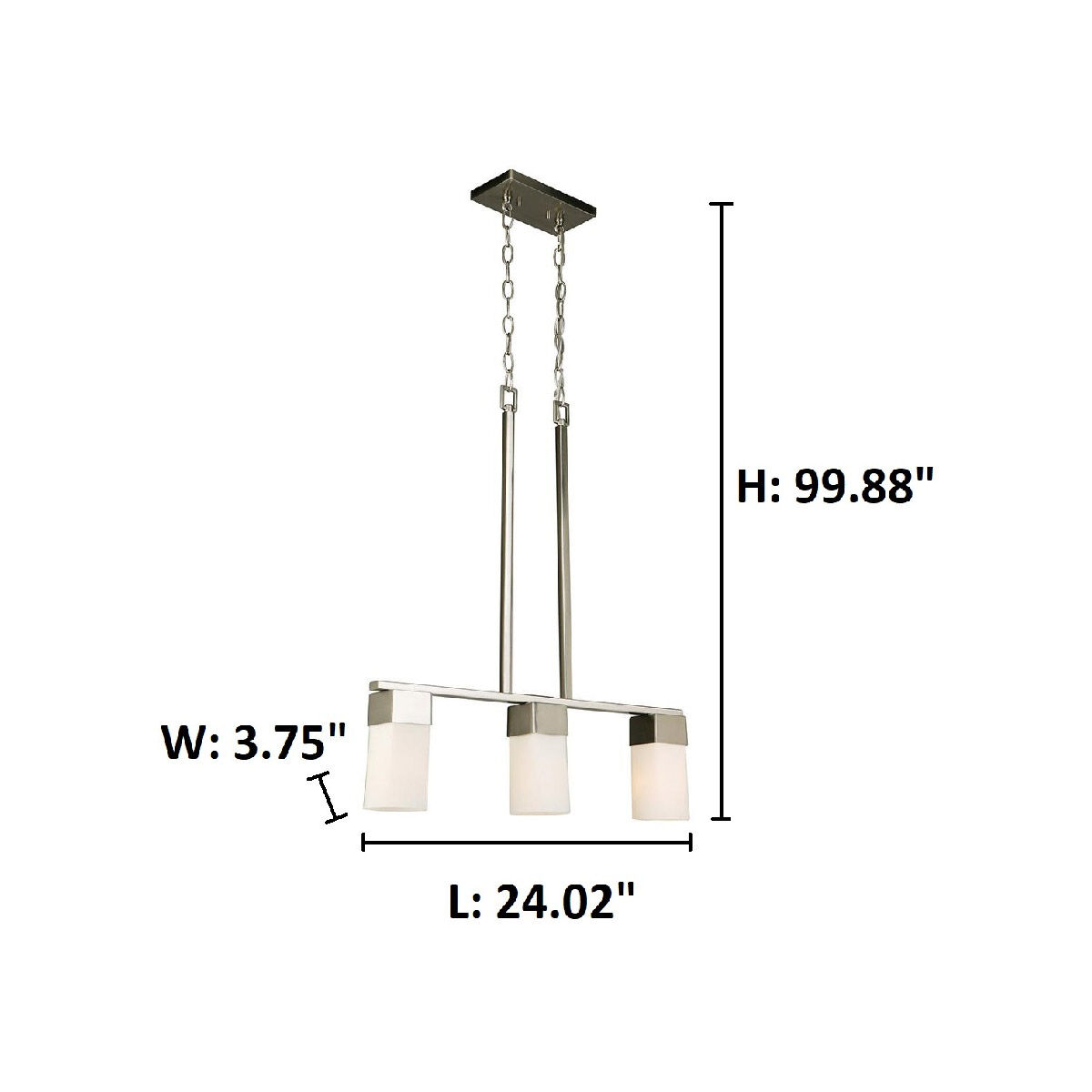 Ciara Springs 3 Light 24.02 inch Brushed Nickel Linear Pendant Ceiling Light