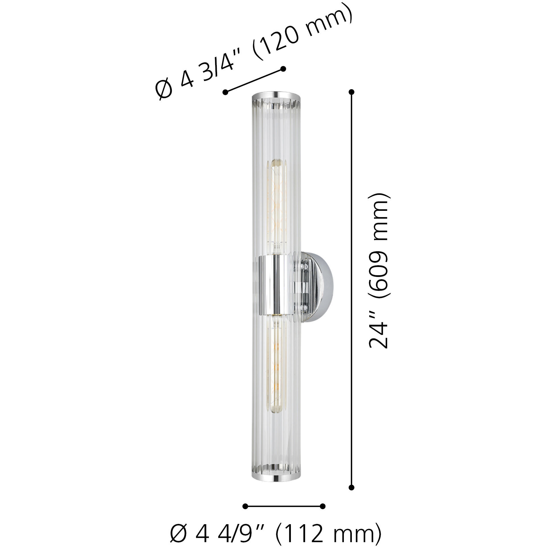 Varvara 2 Light 24 inch Chrome Bath Vanity Wall Light