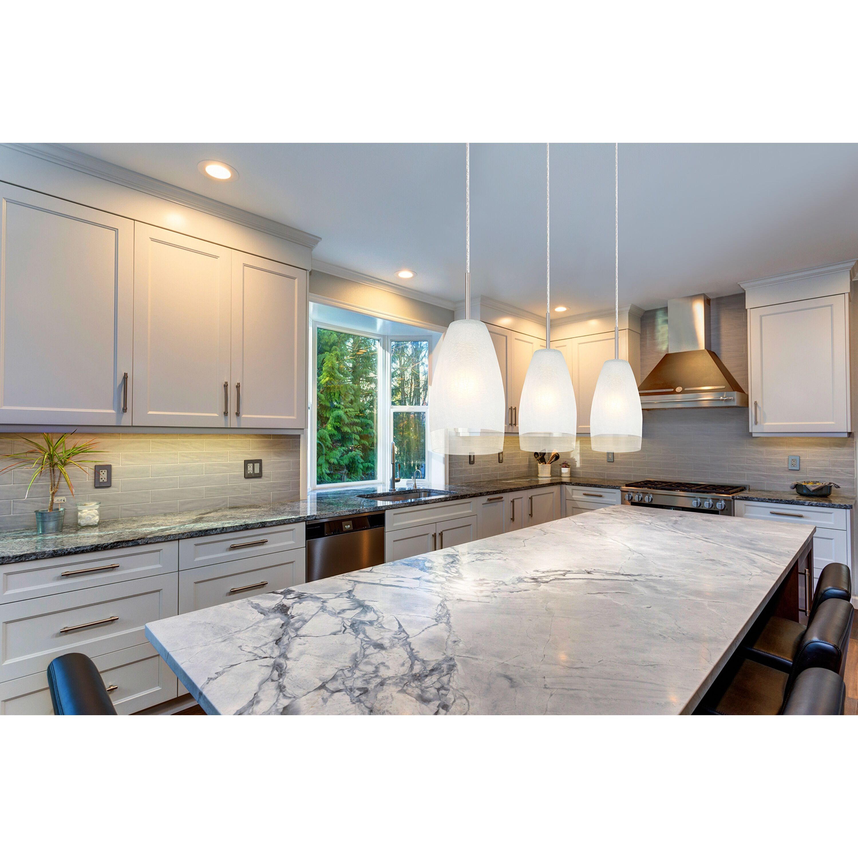 Crash 3 Light 28 inch Matte Nickel Kitchen Island Pendant Ceiling Light