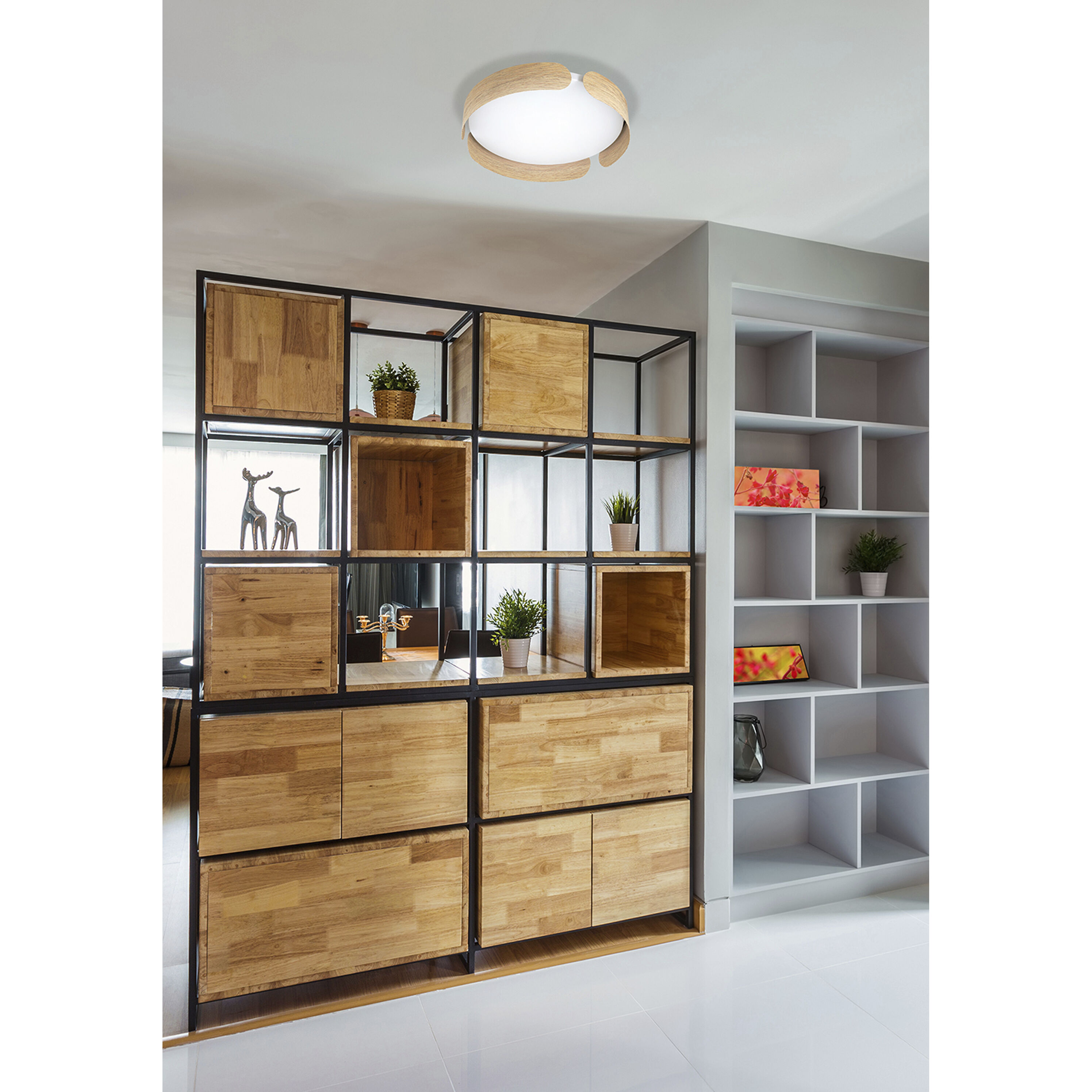 Valcasotto 1 Light 14 inch Wood Color Flush Mount Ceiling Light