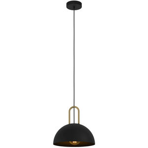 Calmanera 1 Light 13 inch Structured Black and Brushed Brass Pendant Ceiling Light