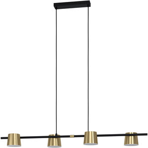 Altamira 4 Light 8 inch Structured Black and Brass Linear Pendant Ceiling Light
