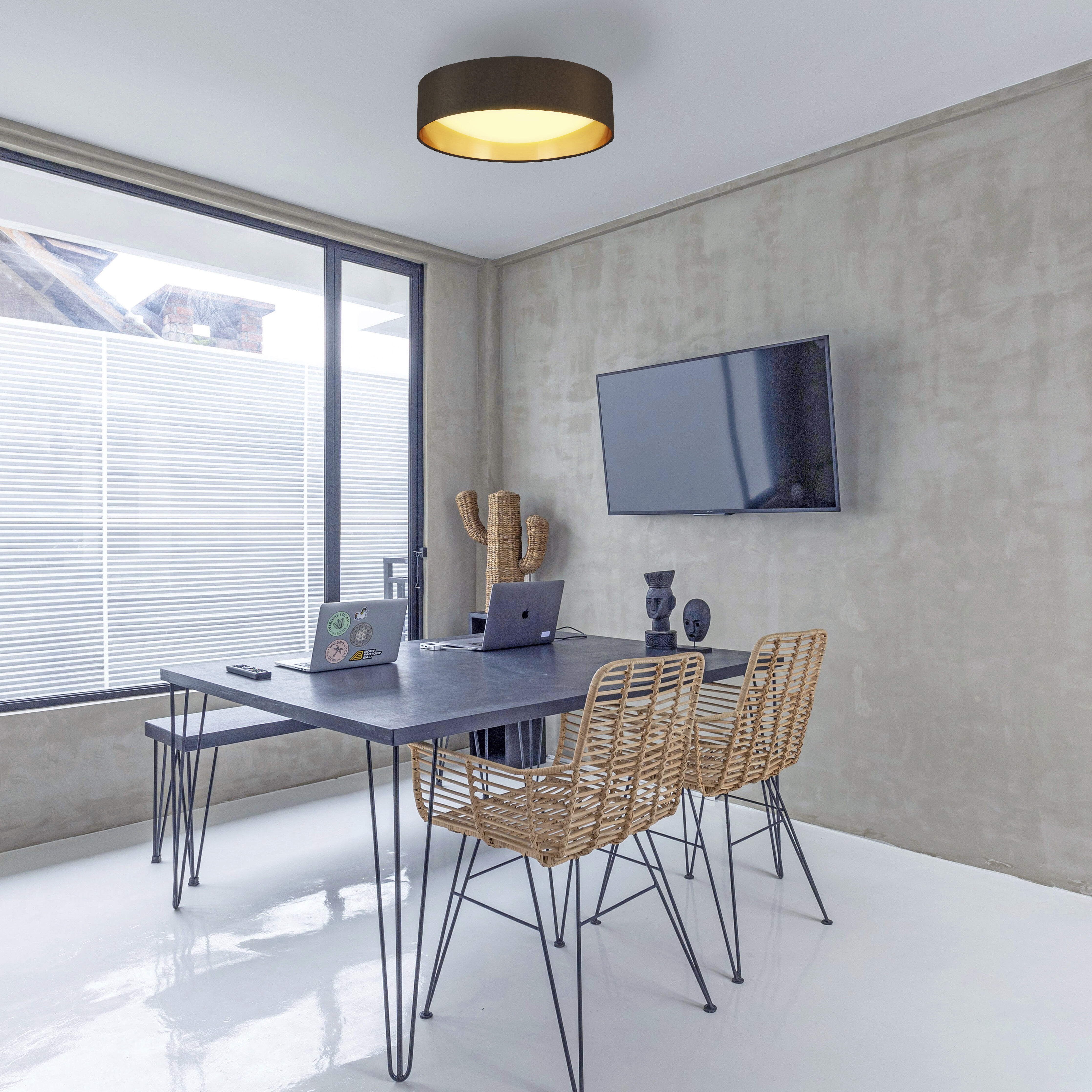 Orme LED 15.94 inch Black/Gold Flush Mount Ceiling Light