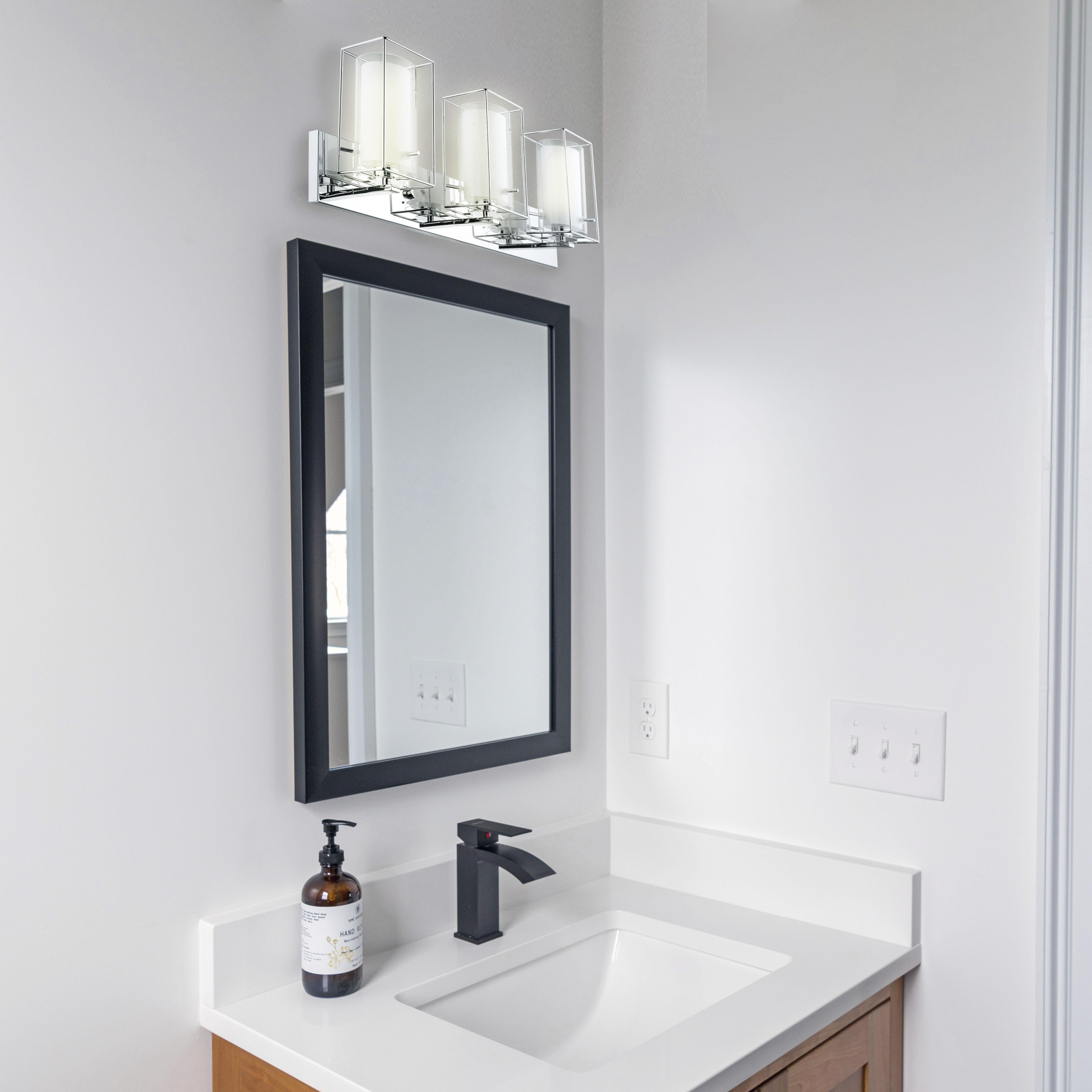 Iride 3 Light 25.19 inch Chrome Vanity Light Wall Light, Clear and White Glass