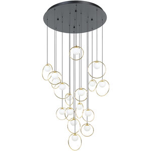 Portocolom LED 30.7 inch Black and Polished Brass Cascade Pendant Ceiling Light