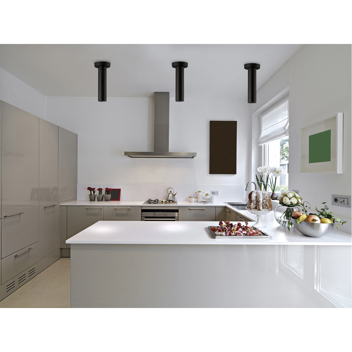 Tortoreto LED 2.36 inch Matte Black Tubular Flush Mount Ceiling Light