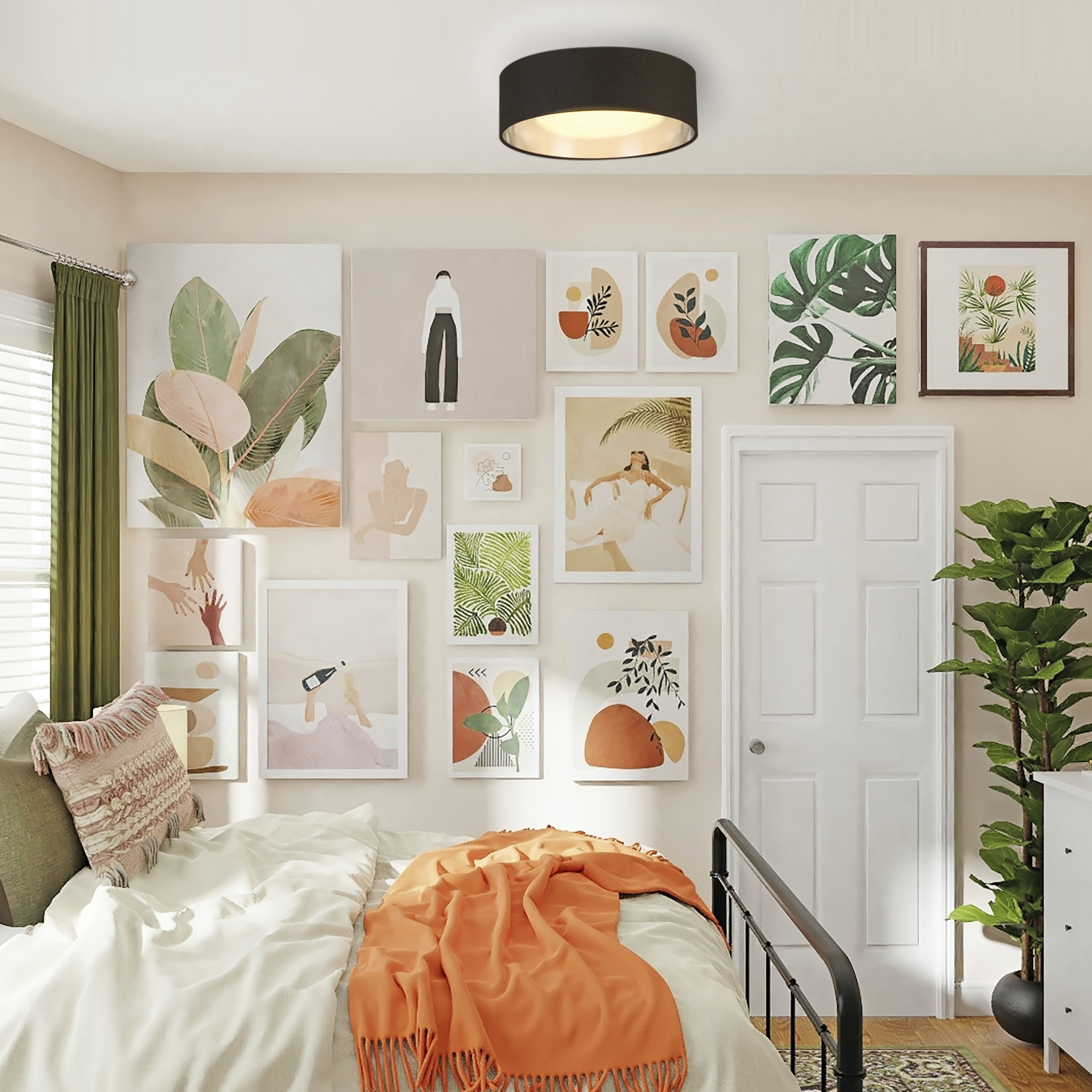 Orme LED 12.4 inch Black/Brushed Nickel Flush Mount Ceiling Light