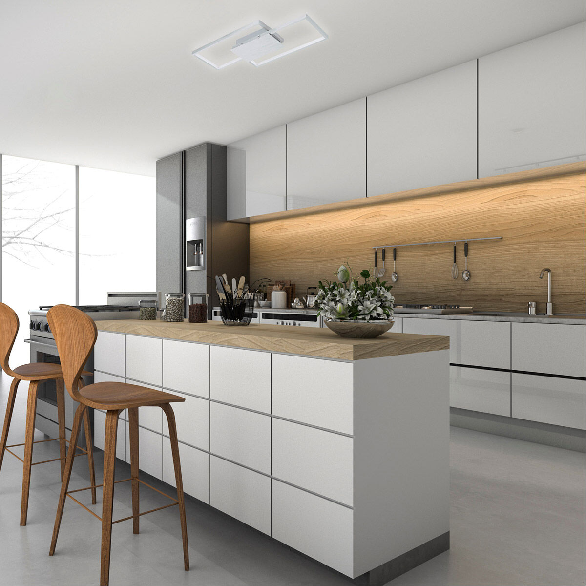 Milanius LED 20.47 inch Brushed Aluminum Flush Mount Ceiling Light, Wall Mountable