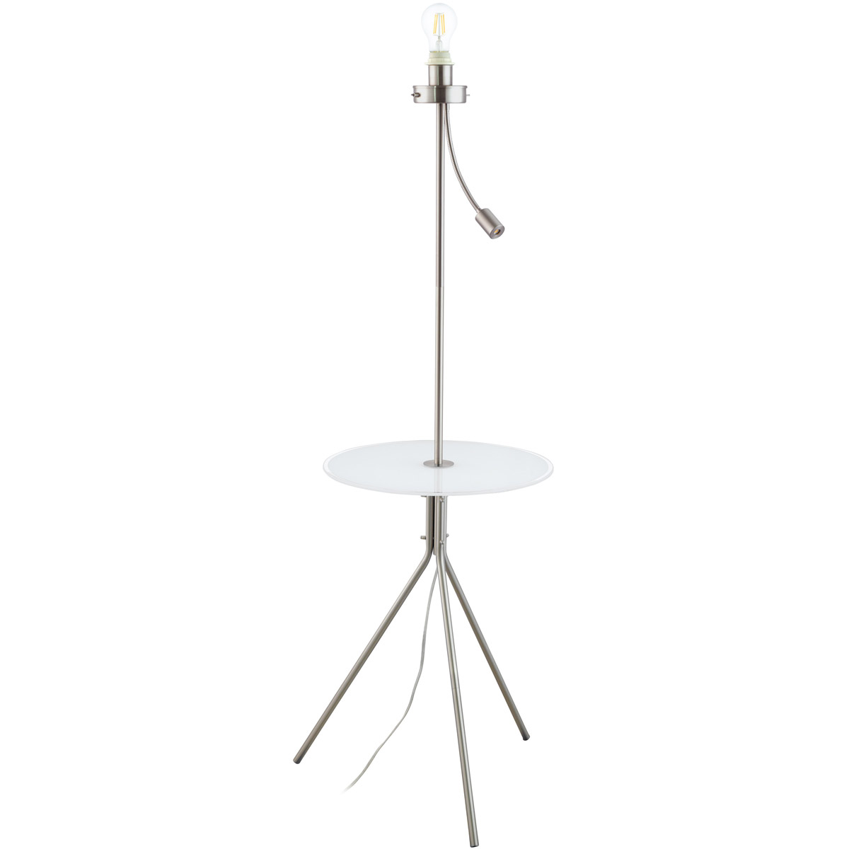Policara 62.8 inch 60 watt Matte Nickel and White with Clear Floor Lamp Portable Light