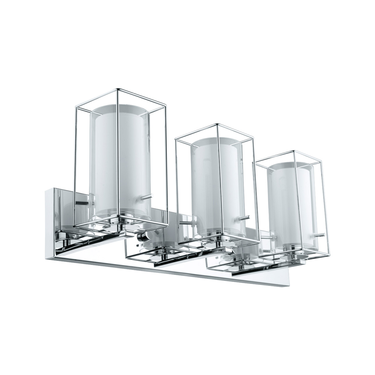 Iride 3 Light 25.19 inch Chrome Vanity Light Wall Light, Clear and White Glass